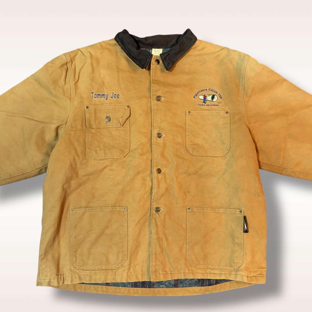 【US古着】アメリカ製　ダックジャケット　カバーオール　ブラウン　オーバーサイズ