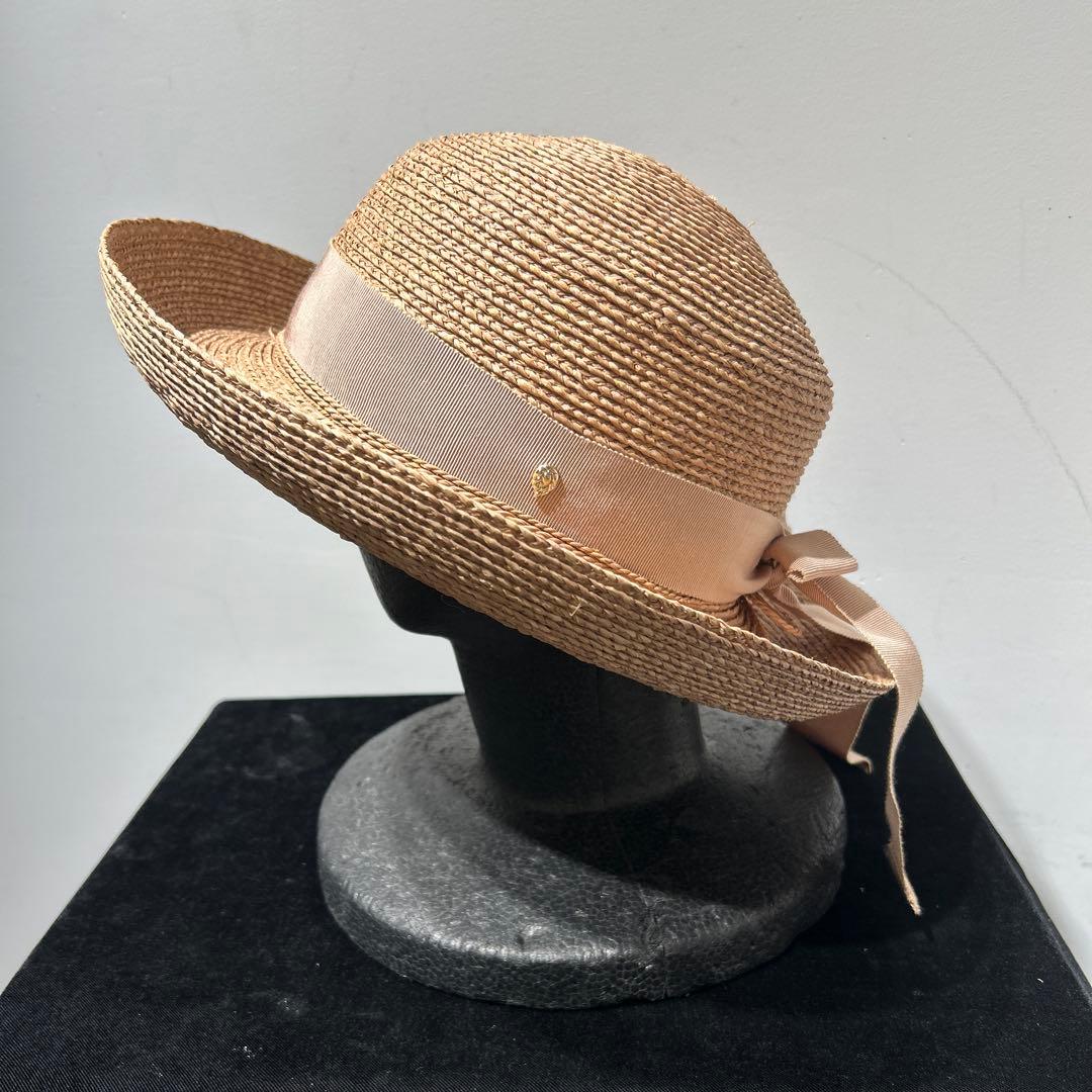 ヘレンカミンスキー 麦わら帽子 ラフィアハット 帽子 リボン ベージュ　上品