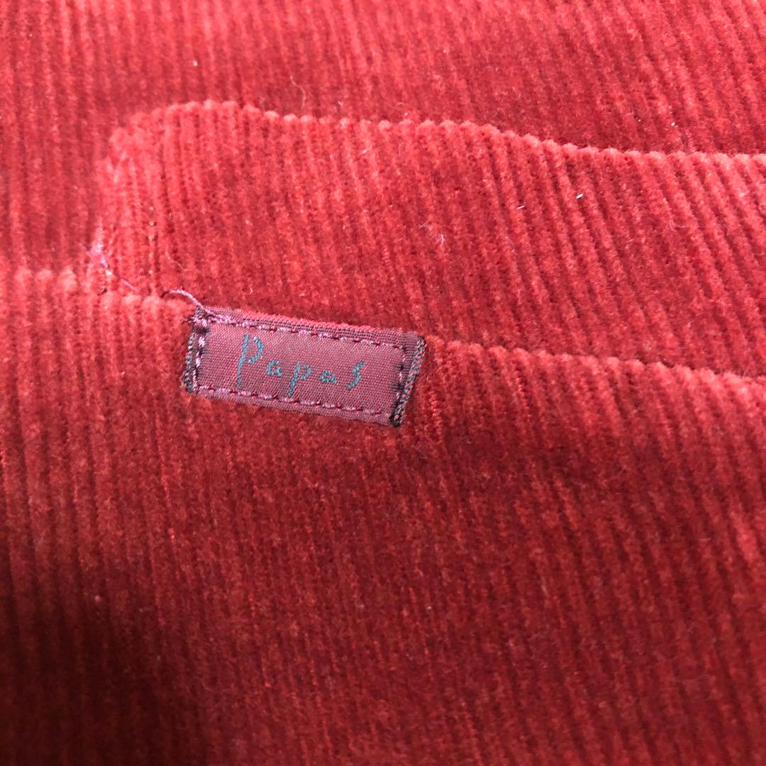 Kujira.9000美品Papasカシミ混ワインレッド系コーデュロベスト