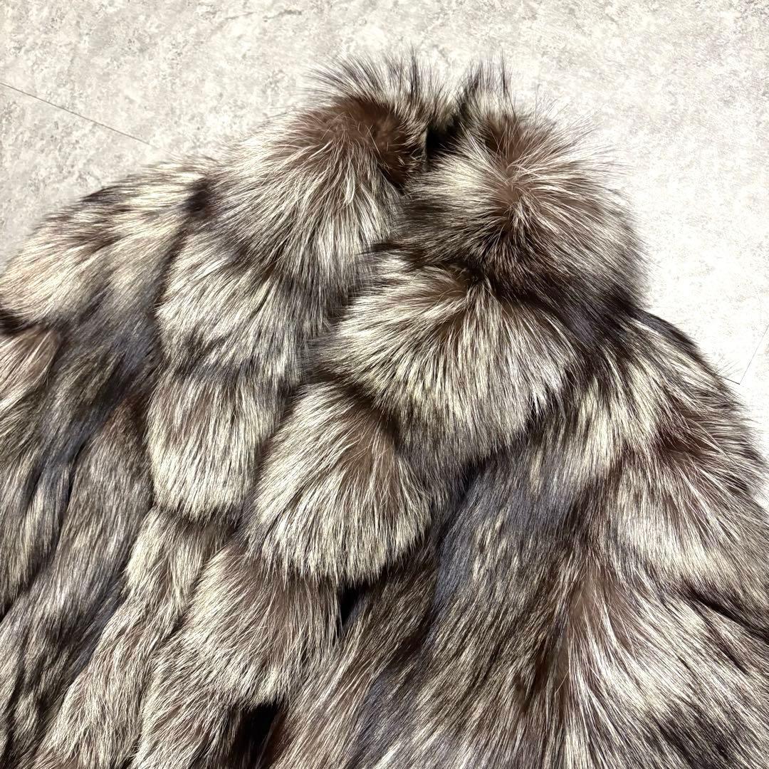 【美品】シルバーフォックス　毛皮　ファーコート ボリューム　毛並み◎　 L