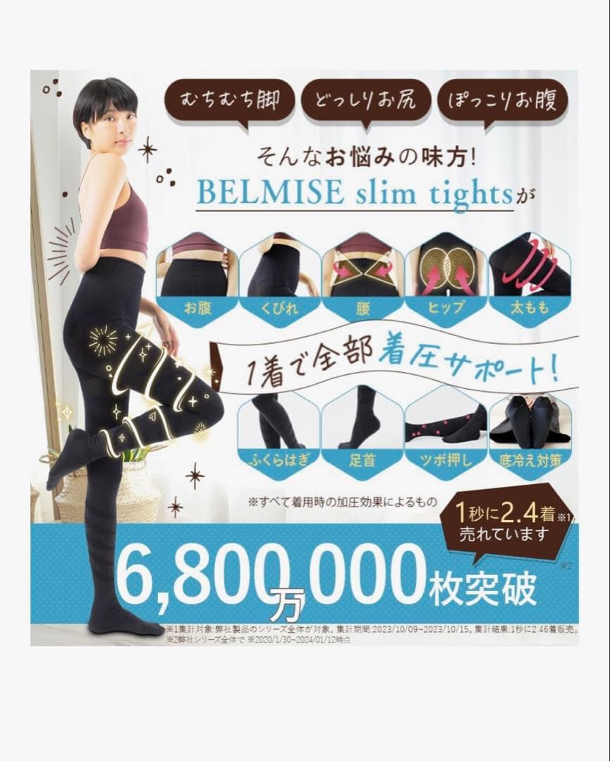 BELMISE スリムタイツ ブラック M-Lサイズ　3枚セット