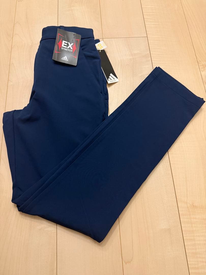 【新品】adidas ゴルフ ロングパンツ 裏起毛 ネイビー 82
