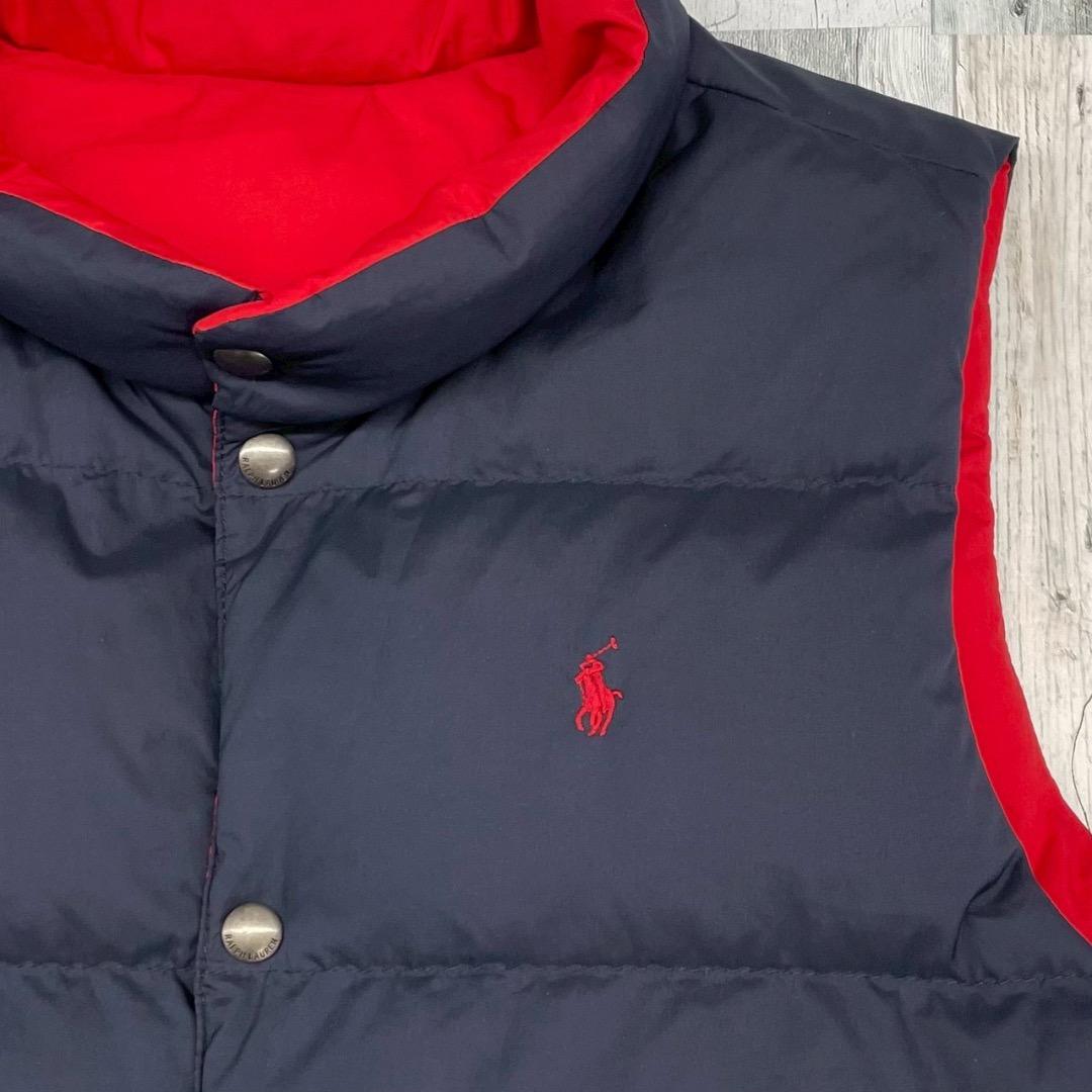 ポロラルフローレン　ダウンベスト L 　リバーシブル(ネイビー/レッド)