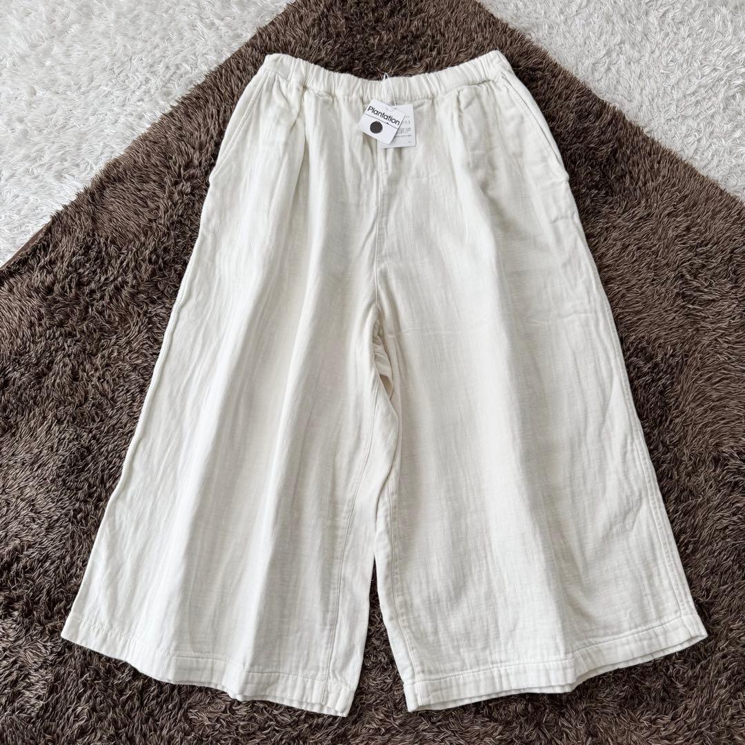未使用 プランテーション コットン ガウチョパンツ ワイドパンツ ウエストゴム