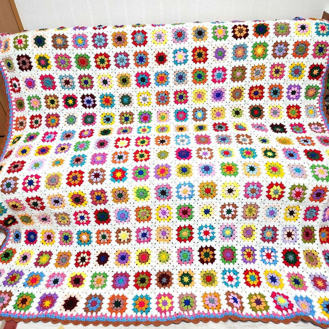 モチーフ編み【2】ハンドメイド　ブランケット　マルチカバー