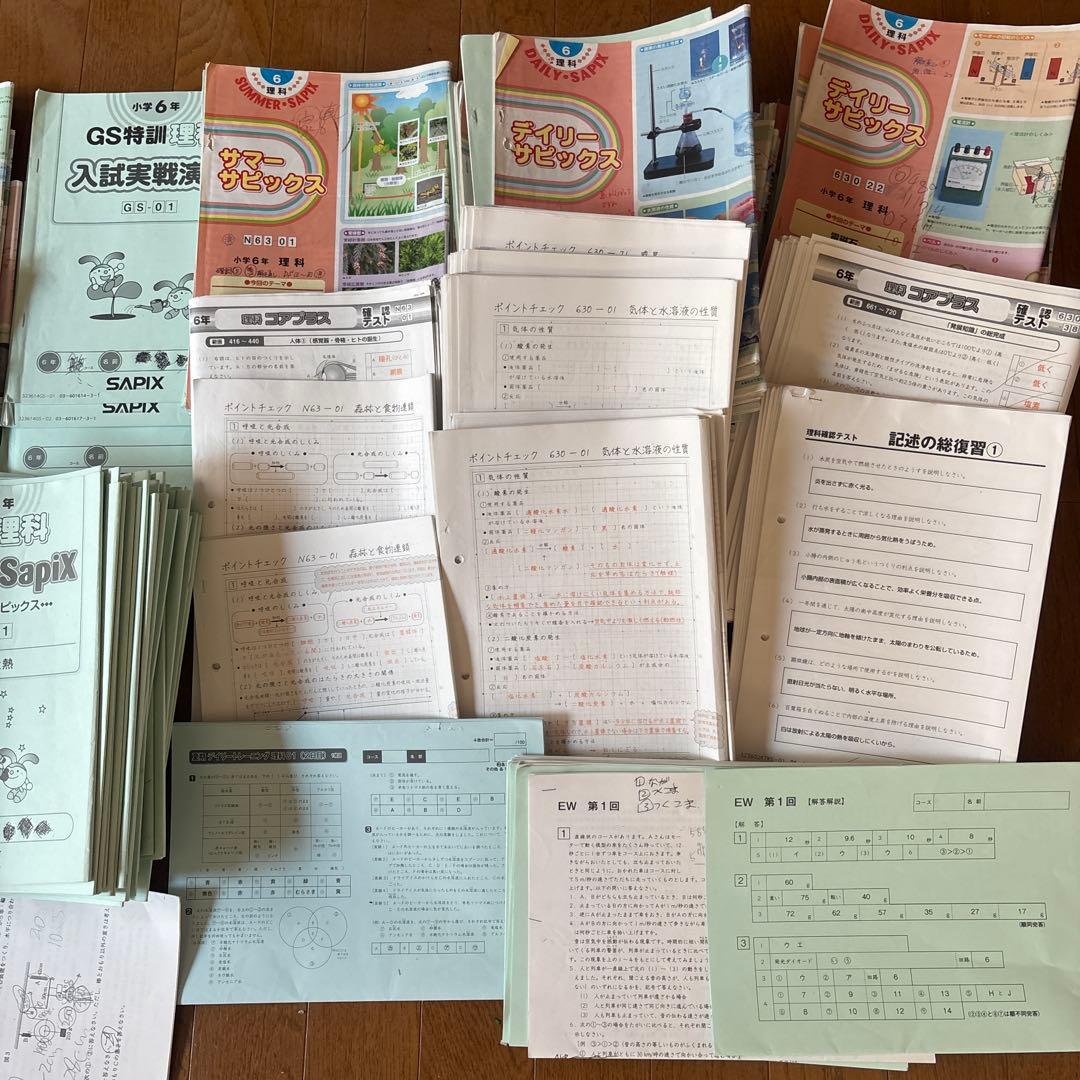 SAPIX6年理科デイリーウィークリー春期GS夏期資料コアプラス記述の総復習他