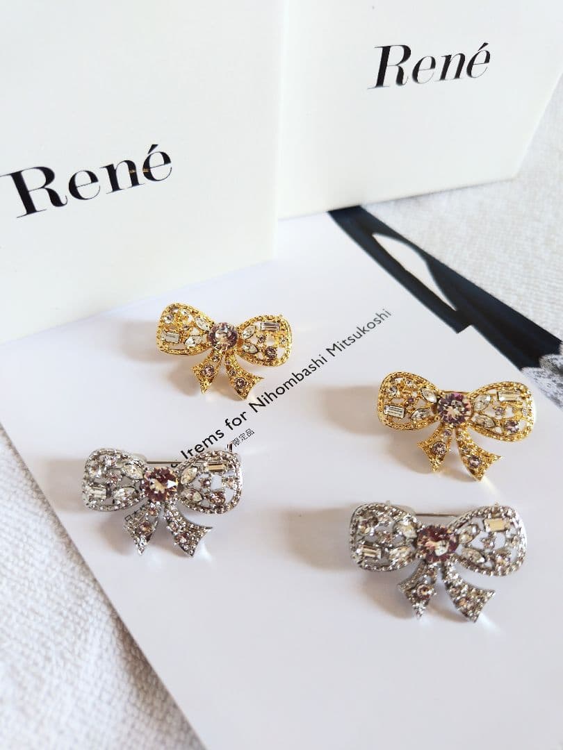 Rene ルネ リボンブローチ ２個セット 日本橋三越本店限定 新品未使用