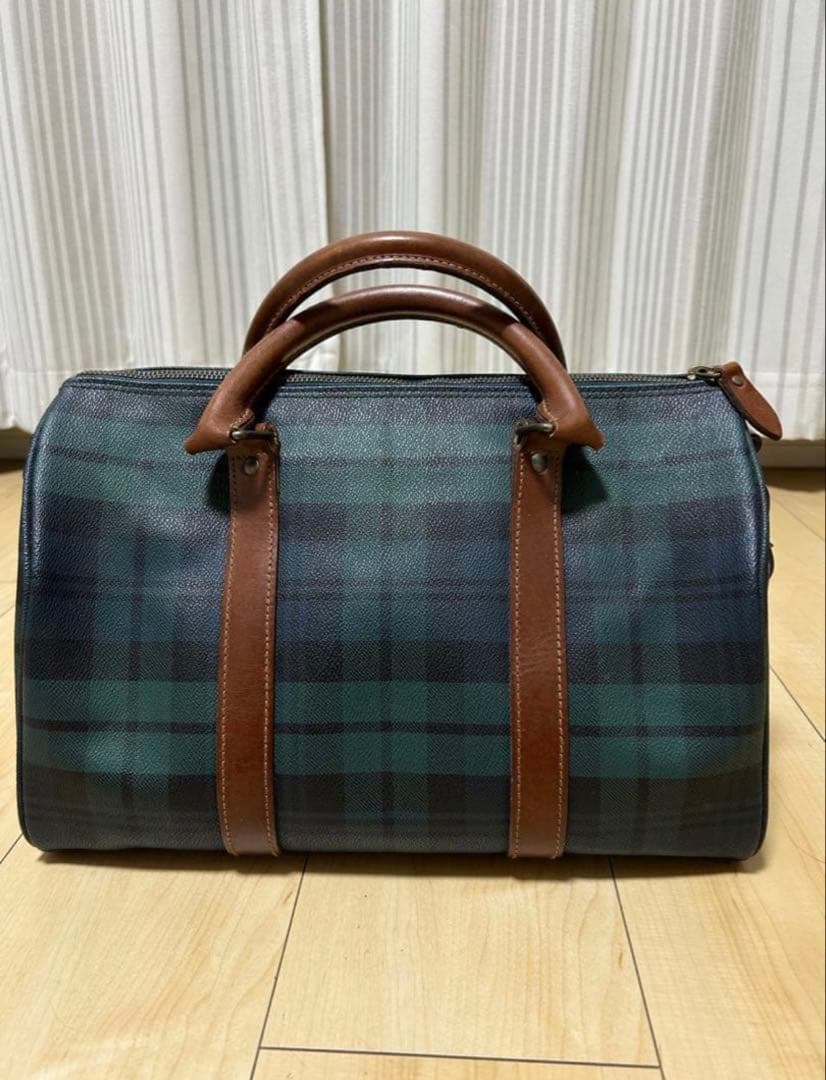 ミニボストンバッグ グリーン系 チェック