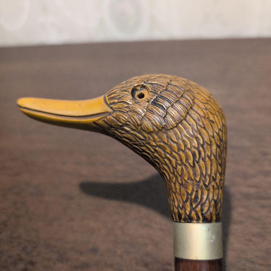 英国製 ヴィンテージ 鴨頭デザイン 木製 杖 金属