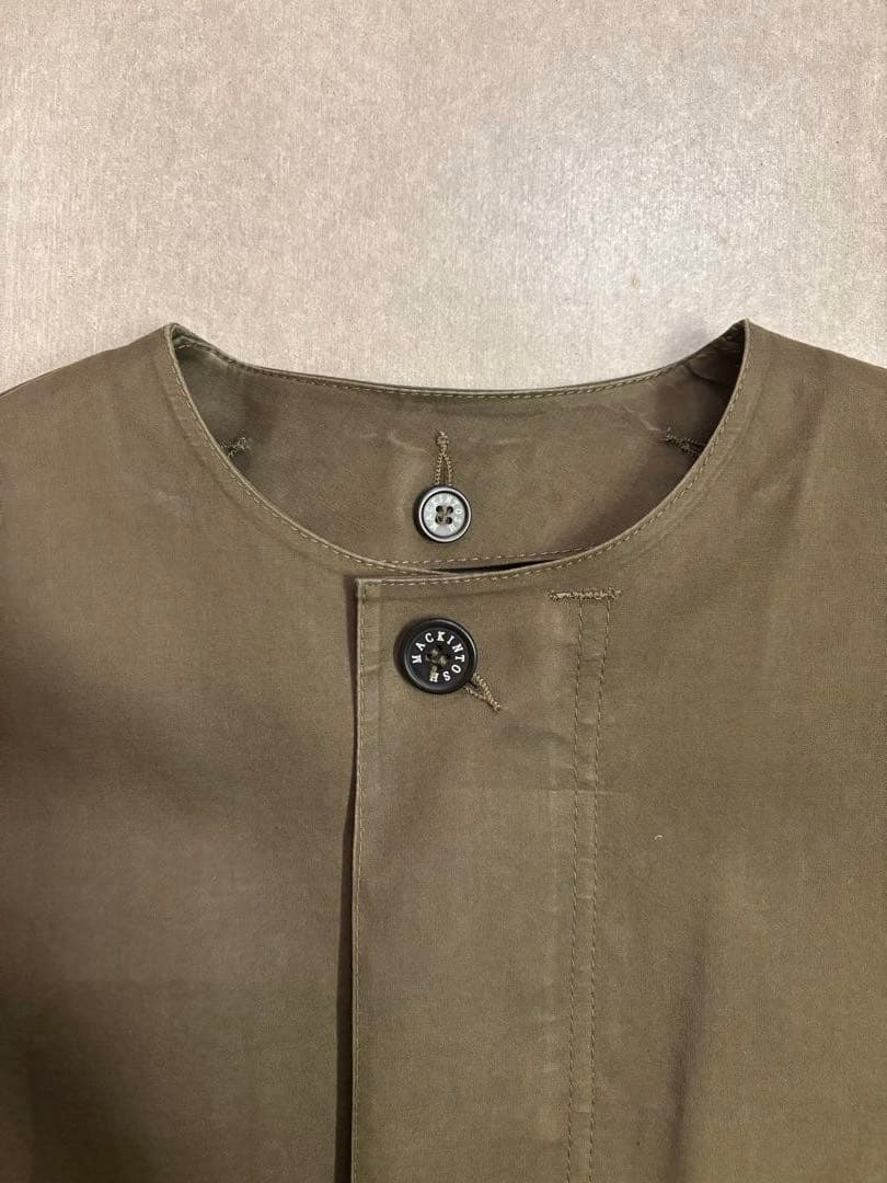 HYKE×MACKINTOSH ノーカラーコート ゴム引き カーキ サイズ1