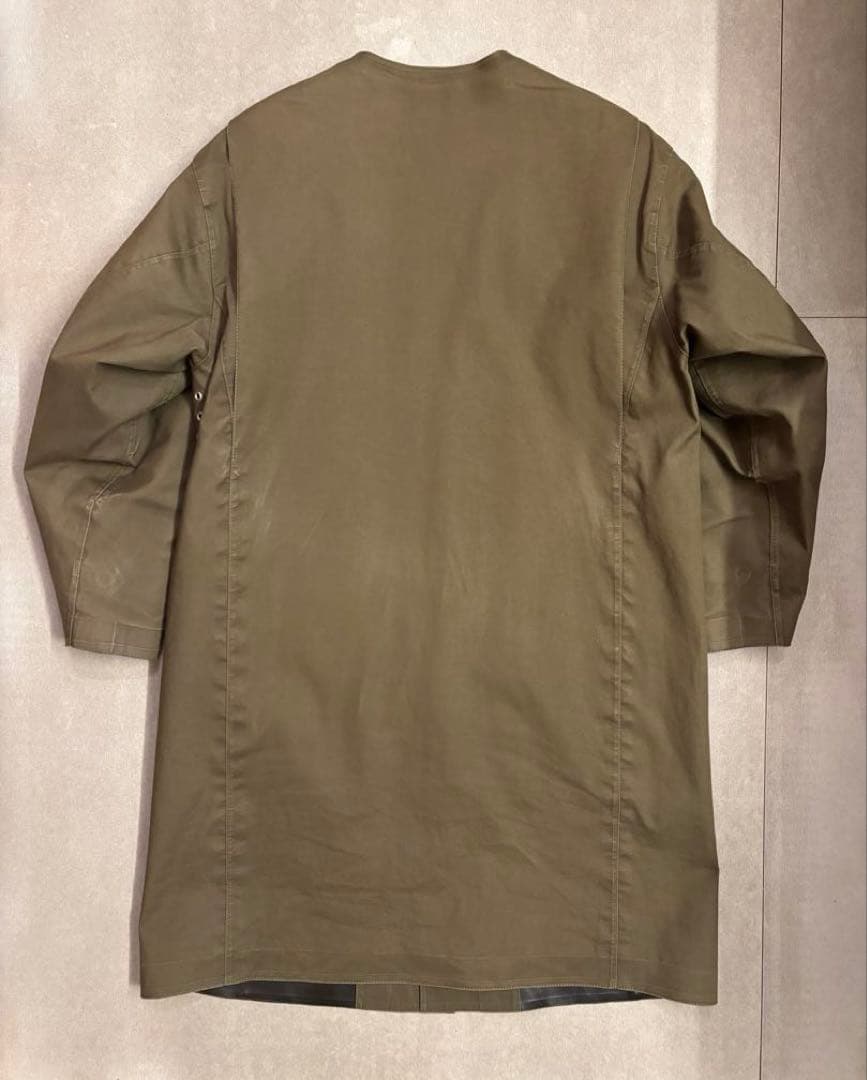 HYKE×MACKINTOSH ノーカラーコート ゴム引き カーキ サイズ1