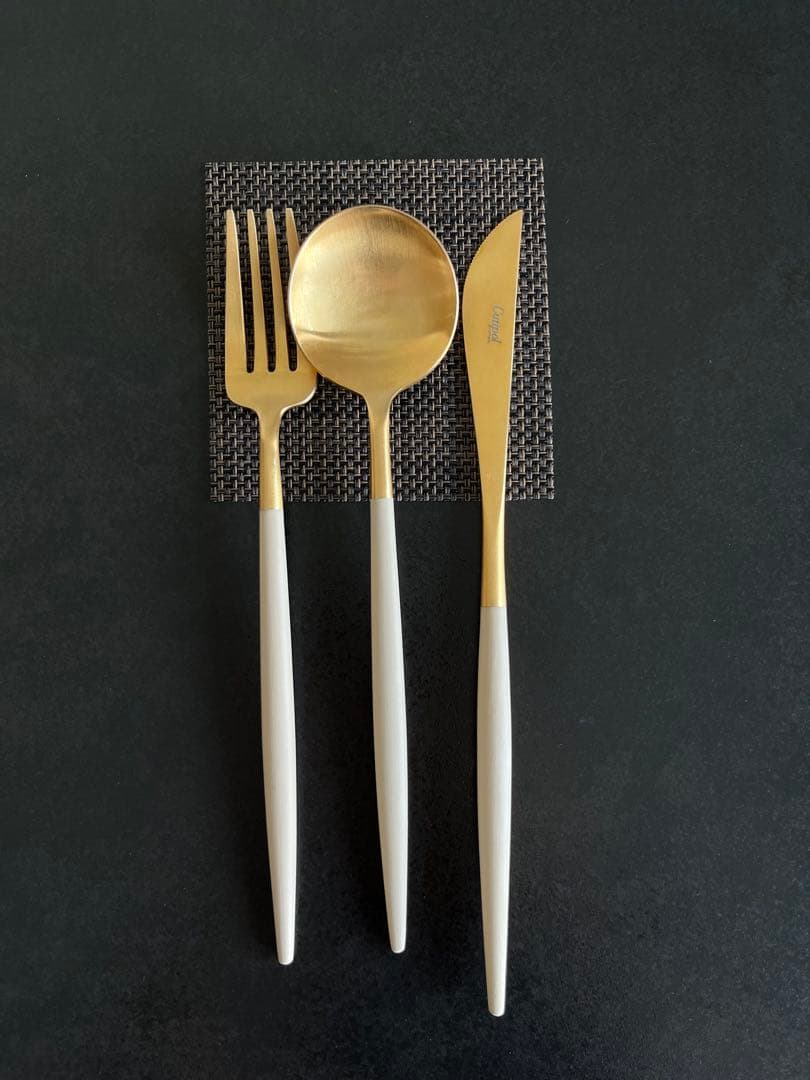 未使用クチポール　GOA カトラリー 3点 アイボリー　ゴールド