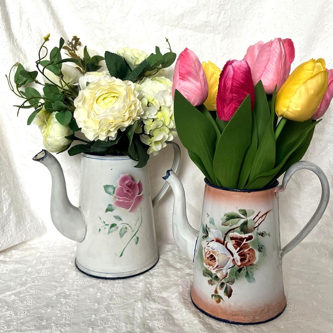 希少＊フランスアンティーク＊薔薇＊Japy＊コーヒーポット＊ピンク＊蓋無し