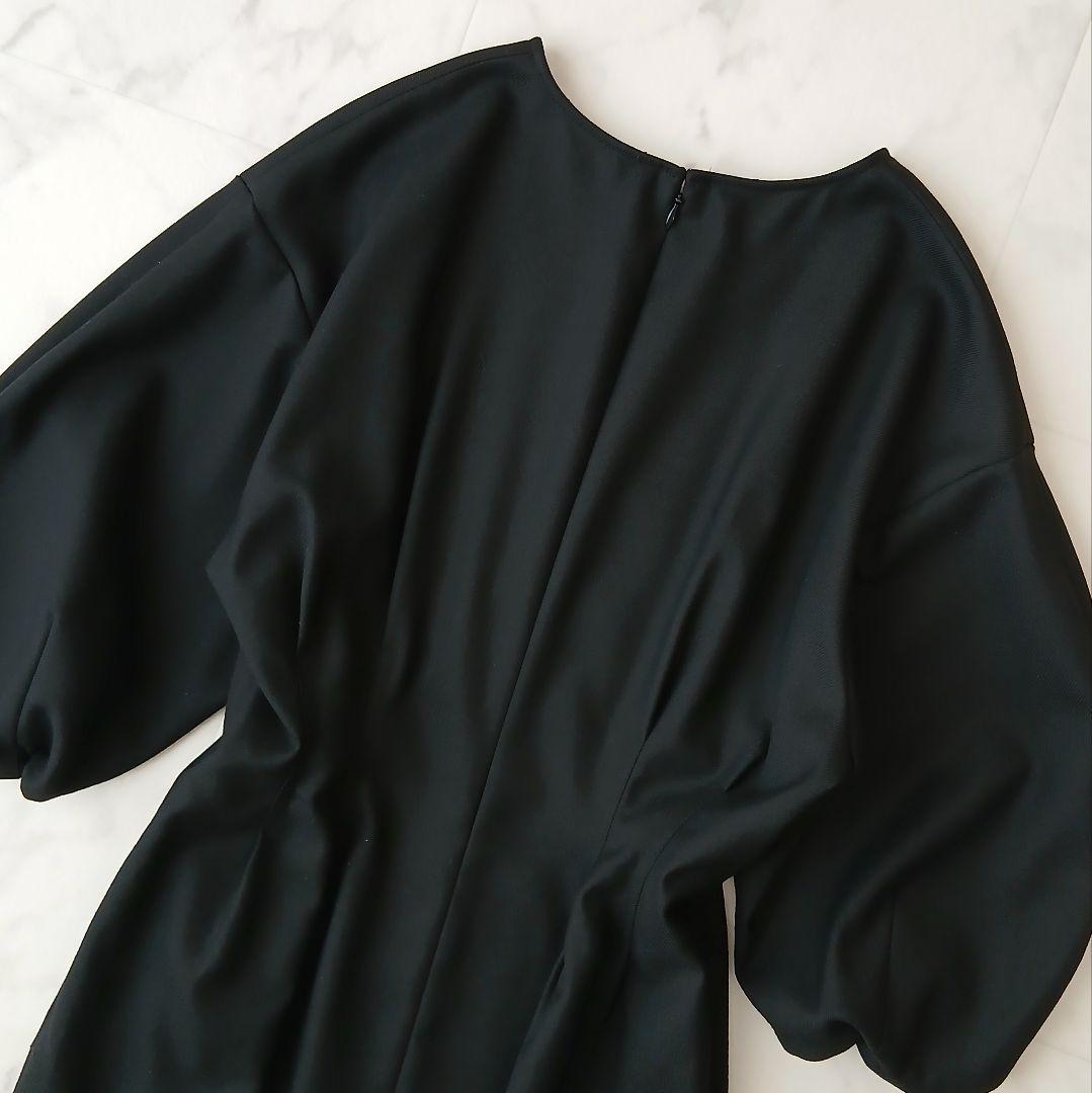 美品 ヴェルメイユパーイエナ ツイルウエストシェイプ パフスリーブワンピース S