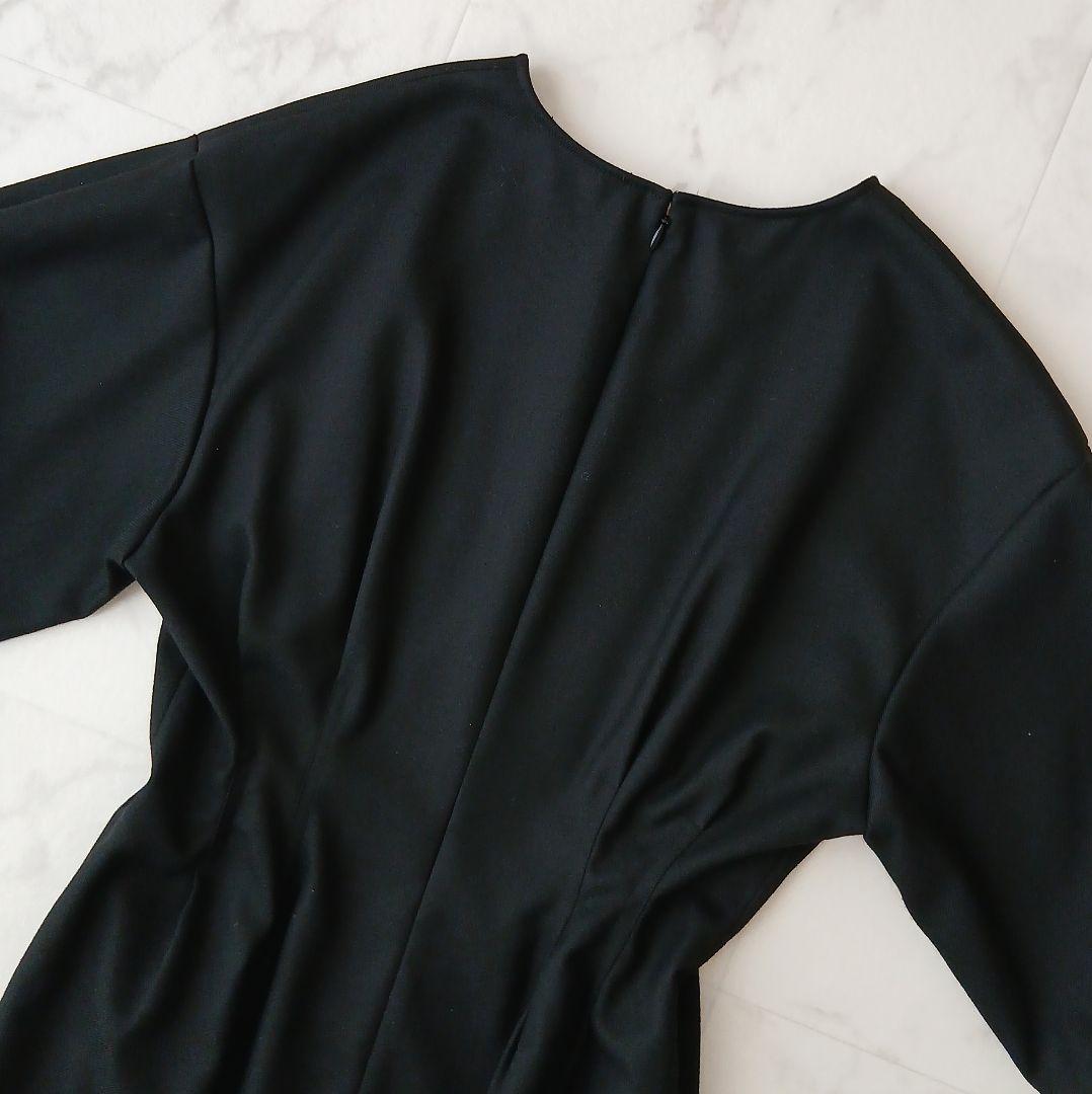 美品 ヴェルメイユパーイエナ ツイルウエストシェイプ パフスリーブワンピース S