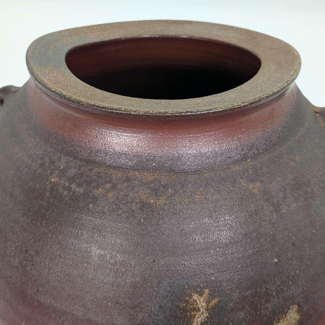 備前市無形文化財 柴岡信義 備前焼 壷 共箱共布栞 壺 つぼ 花器 花瓶 花生