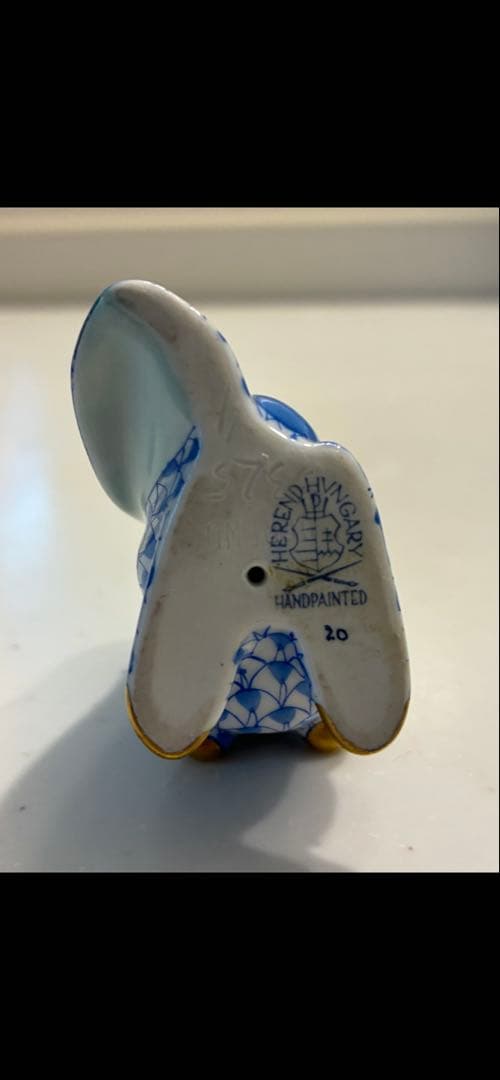 Herend ヘレンド ブルーフィッシュネット うさぎフィギュリン