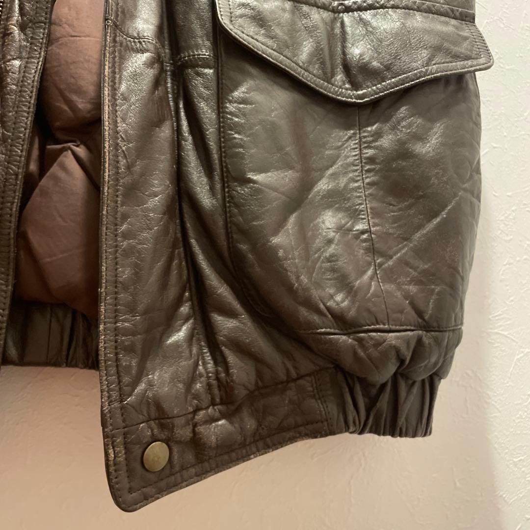 最終値下げ！80' Eddie Bauer レザーダウンベスト黒タグ