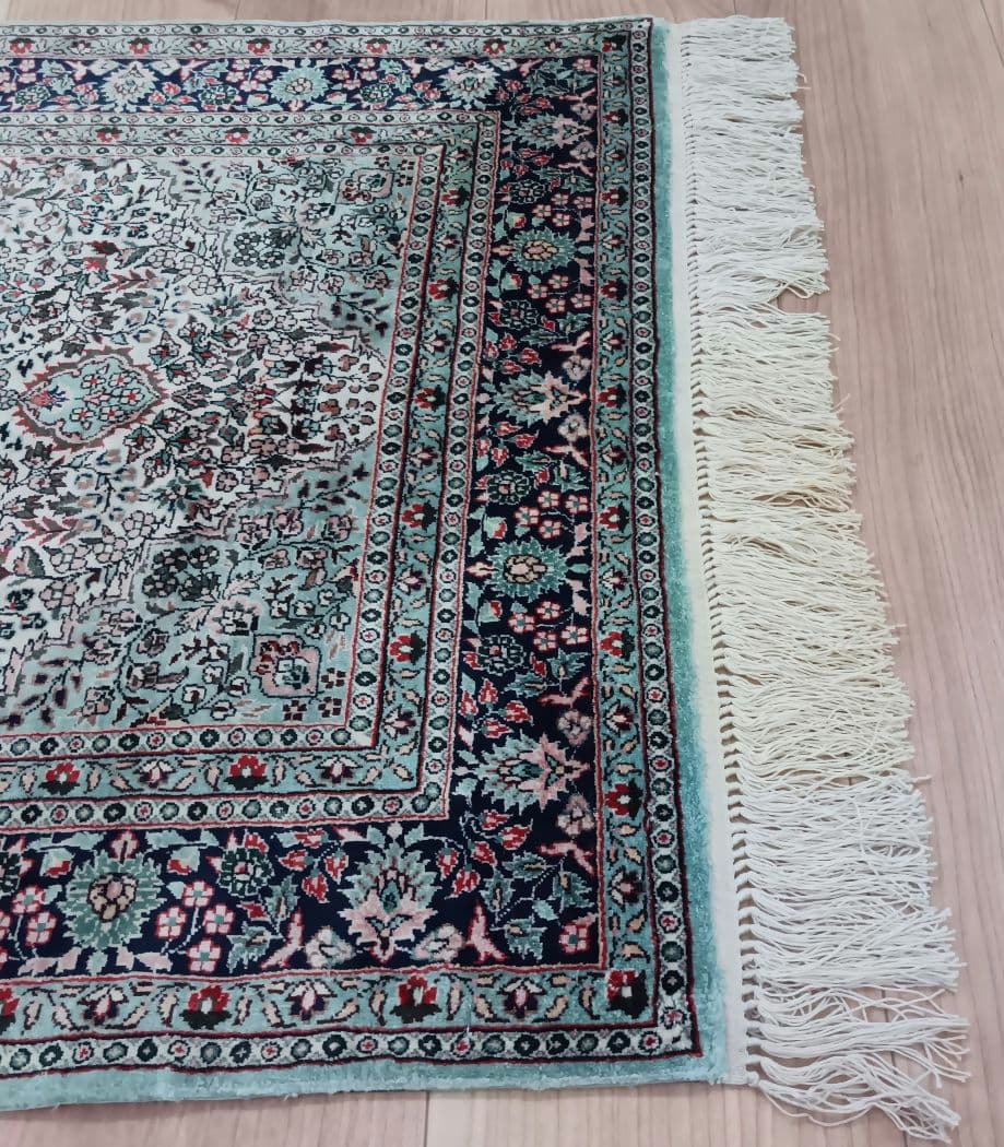 Y3103-2 トルコ製 トルコ絨毯 手織り シルク 91×61㎝ ラグ マット