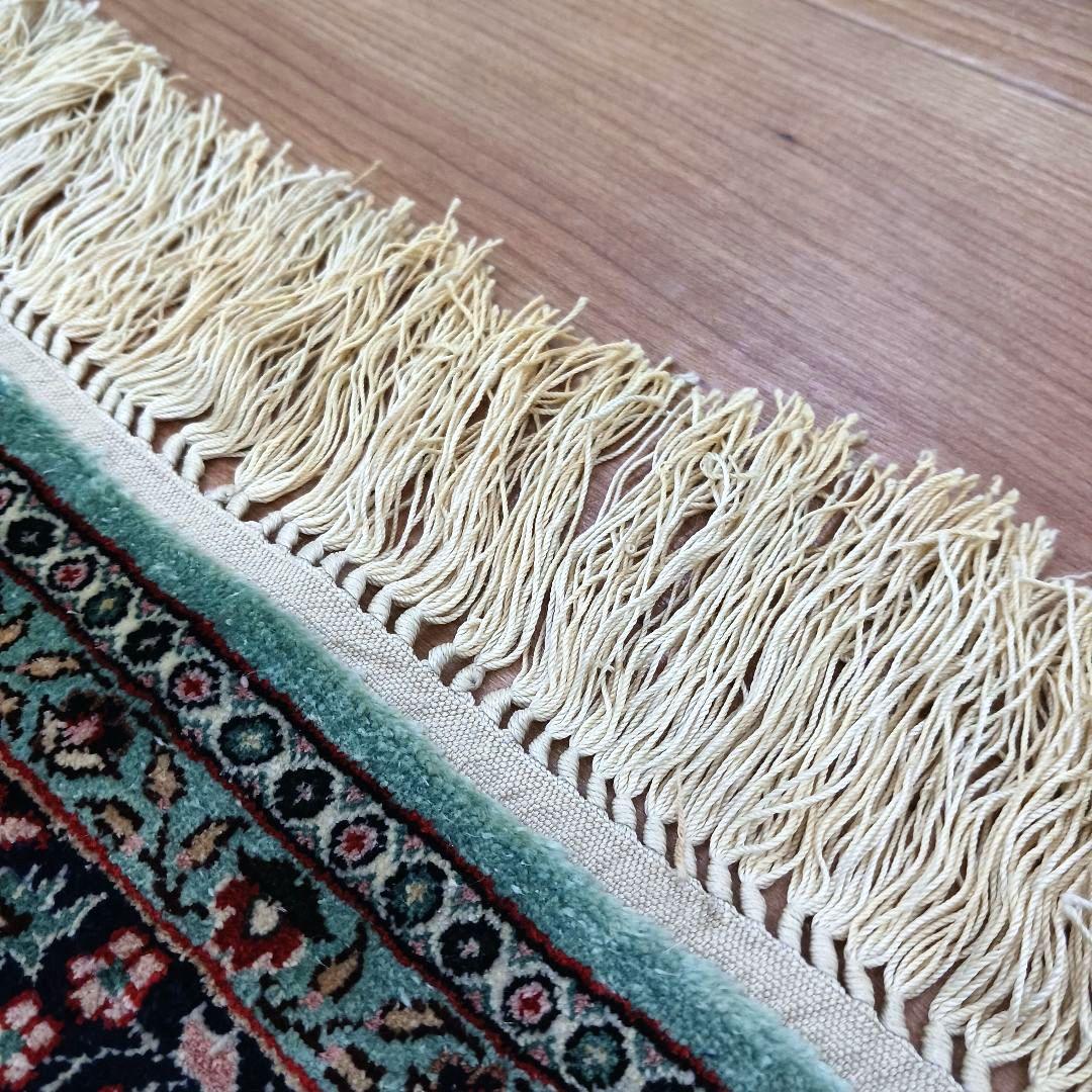 Y3103-2 トルコ製 トルコ絨毯 手織り シルク 91×61㎝ ラグ マット