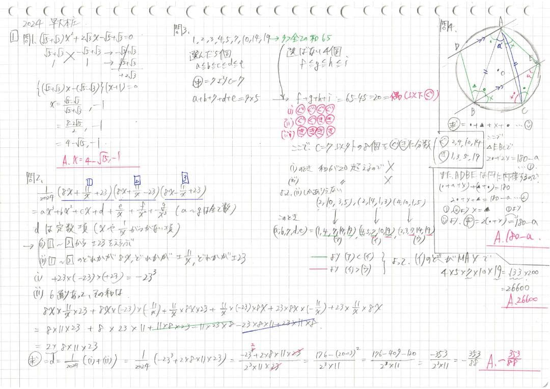 今だけ割引 塾講師オリジナル数学解説 早大本庄 高校入試 過去問 2013-25