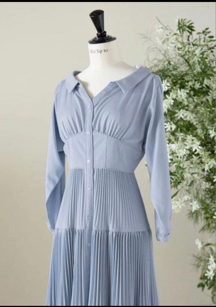 ワンピース Her lip to Pleated Open Shirt Dress