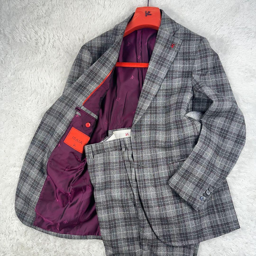お*ぎ様 現行　イザイア　カプリ　ジャケット　セットアップ　グレンチェック　灰色
