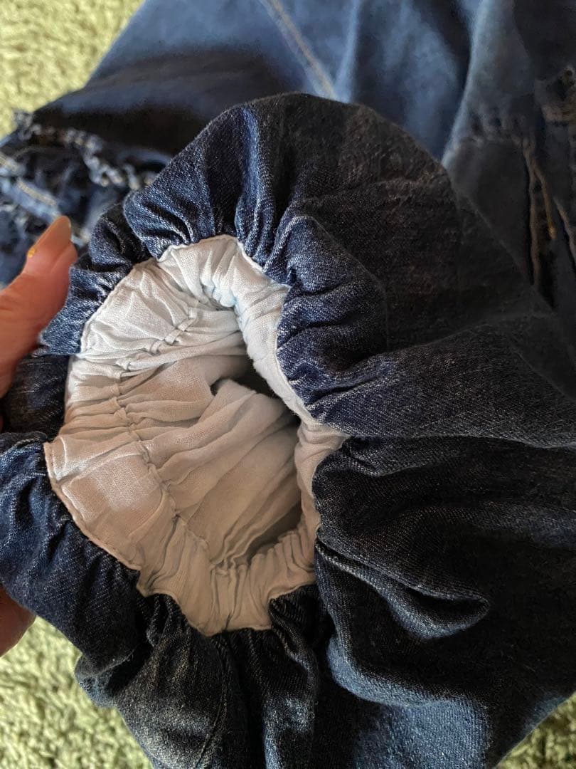 【ayane】デニムジャケット バルーンスリーブ袖　バックフリル