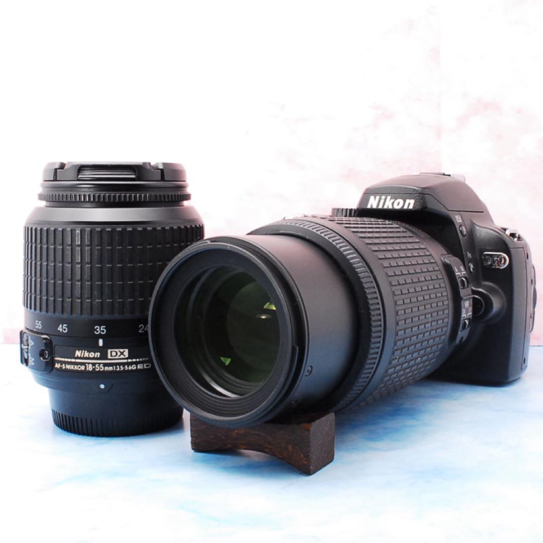 ニコン D60★入門機★望遠レンズ付Wレンズ★小型＆軽量★一眼レフカメラ