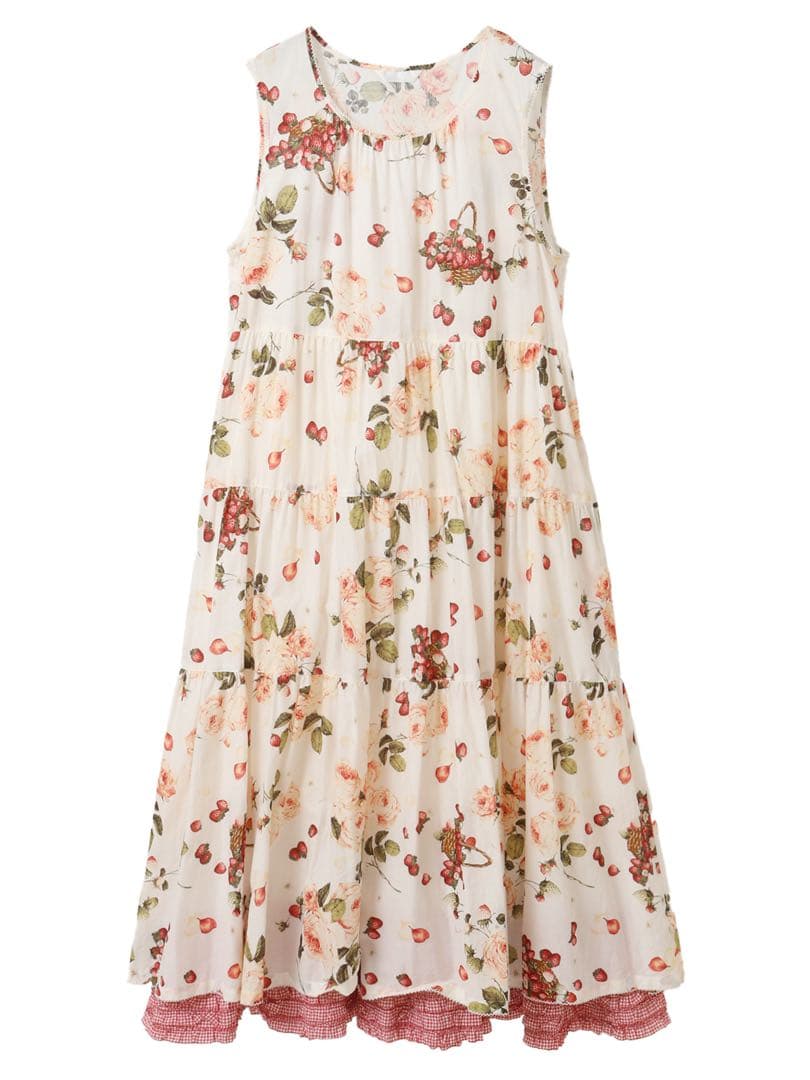 ～Special item～ストロベリーローズプリントミディワンピース　ギンガム