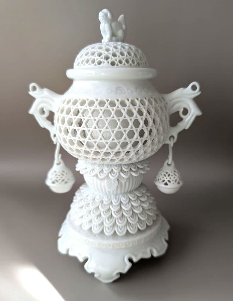 平戸焼篭目透彫り 香炉