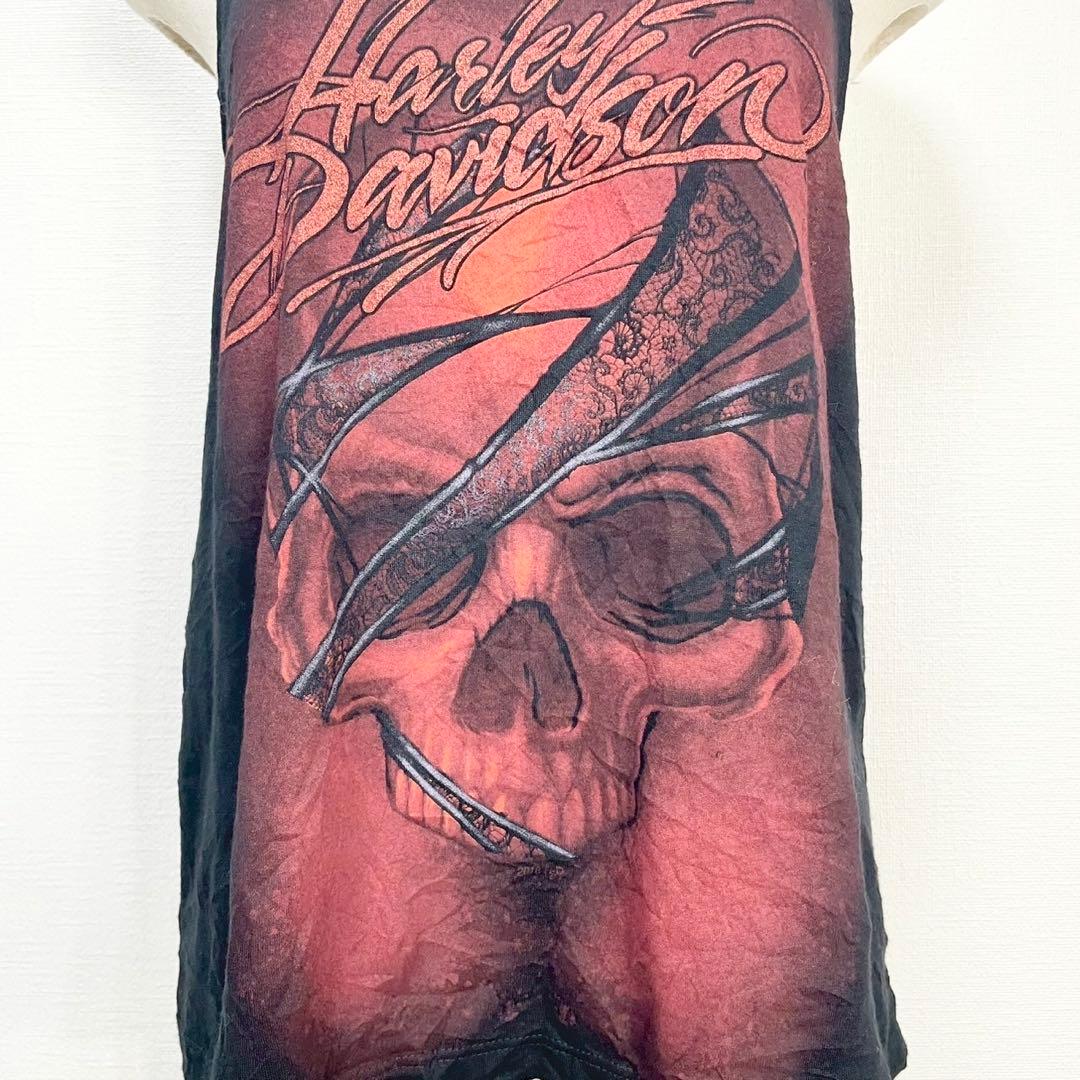 y2k❤️ Harley Davidson スカル ロゴ ホルターネック キャミ