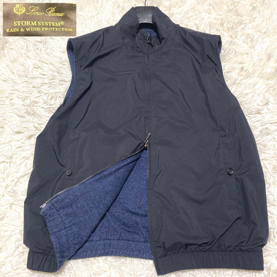 極美品✨【最高傑作 ロロピアーナ】リバーシブルベスト　S 黒　紺　シルク　刻印