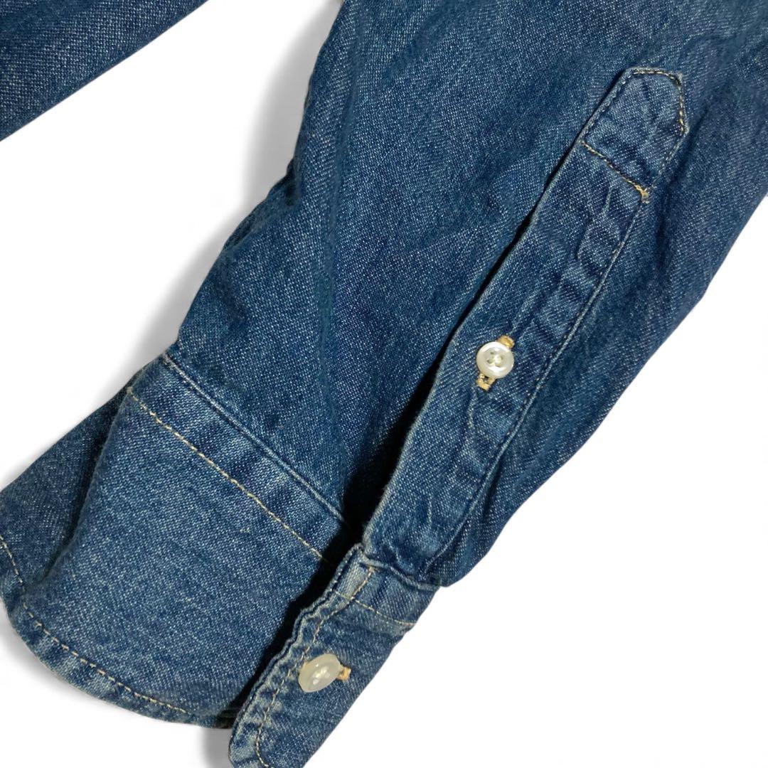 訳あり★ラルフローレン デニムシャツワンピース ポニー刺繍 シェルボタン