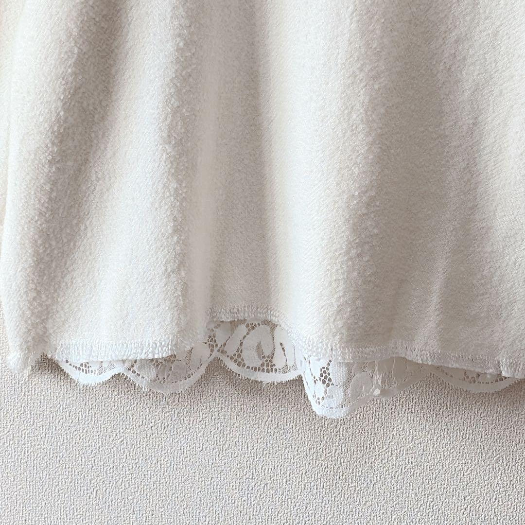 ✨定価3.3万円✨ビアズリー　後ろレースツイードプルオーバー　ホワイト　F