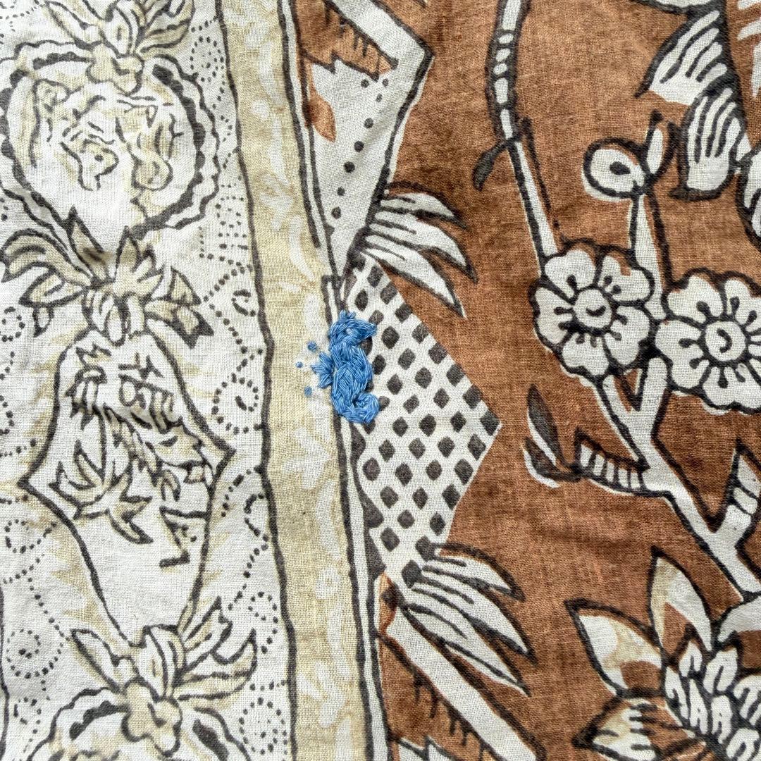 希少✨45R 更紗ブロックプリントの908オーシャンちび衿プルシャツ