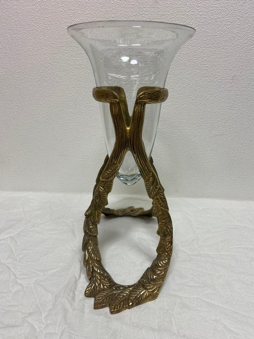 豪華/エレガント/真鍮/ブラス/ガラス/花瓶/フラワーベース