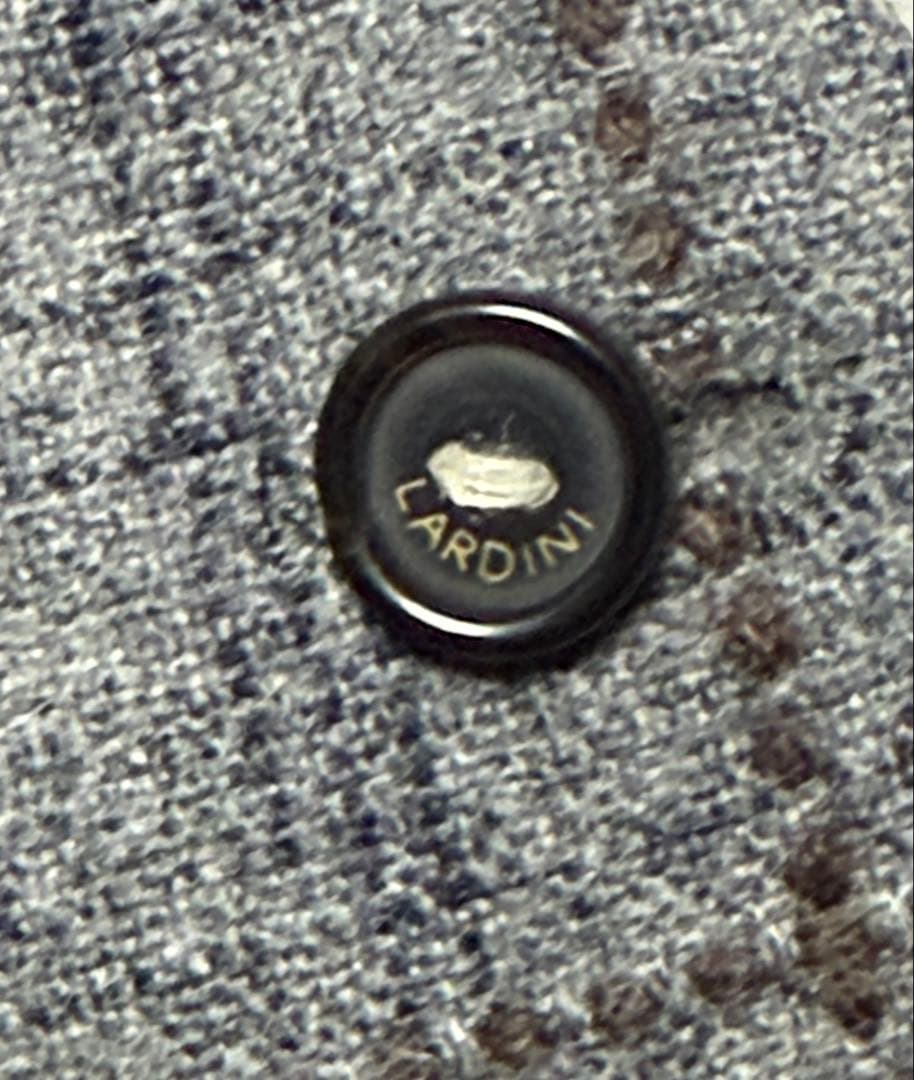 【美品】 LARDINI ウール素材ジレ46イタリア製(グレーブラウンチェック)