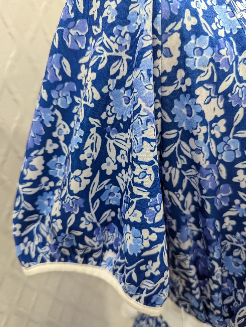 Mauve☆　スーパービューティー　春夏　ブルー小花ワンピース44XL新品