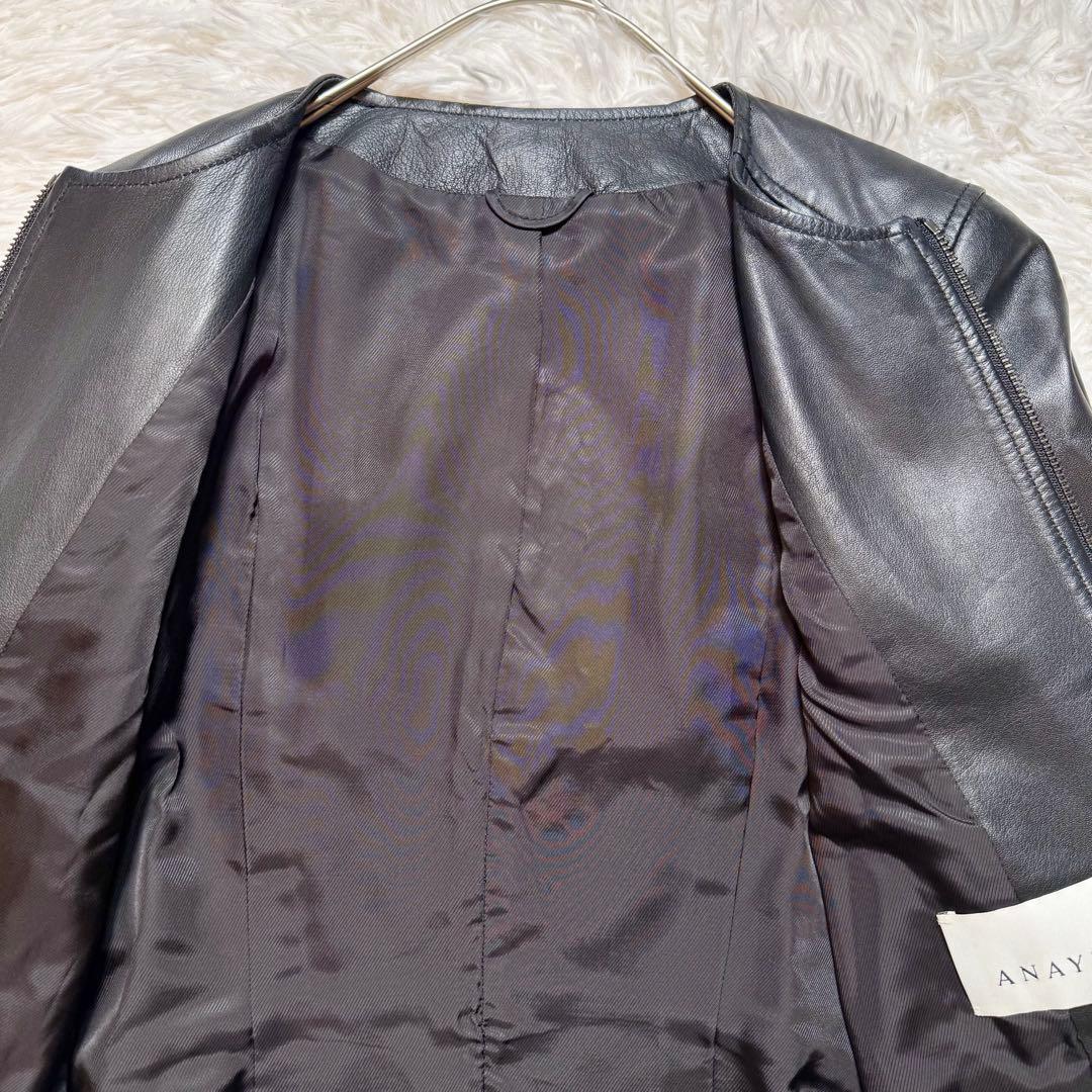 nananabo様未使用級 ANAYI アナイ ラムレザー ノーカラージャケット