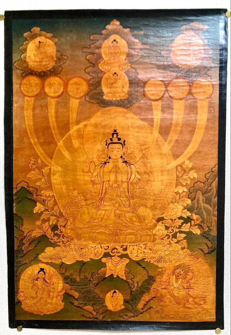 チベット　曼荼羅　マンダラ　仏画　密教(1) タンカ　掛軸　観音　菩薩　如来
