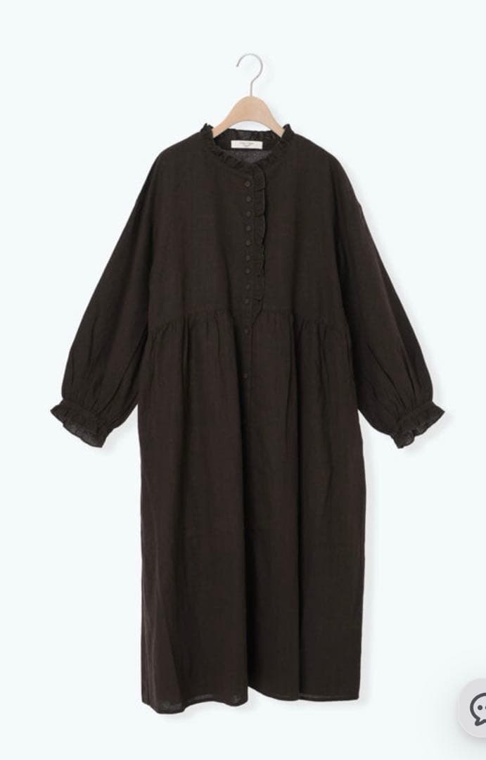 ミユキ様　Cross×Linenフリルワンピース サマンサモスモスM チャコール