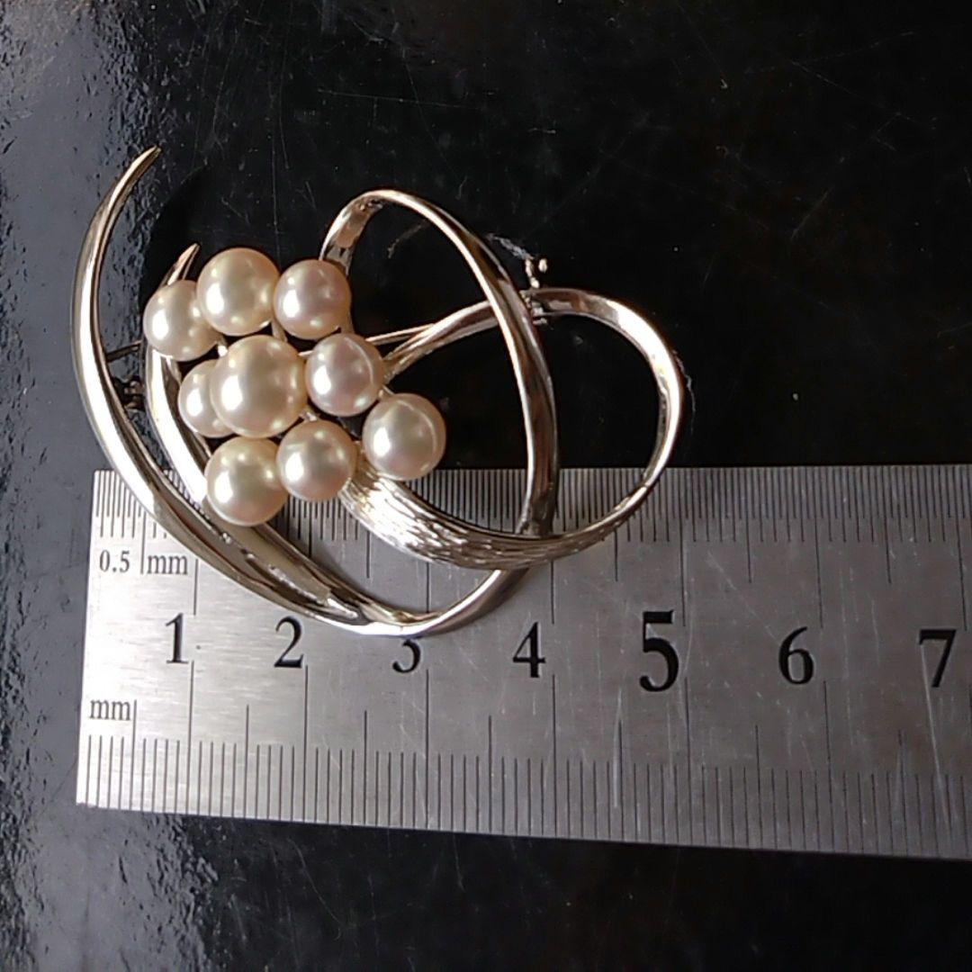 ★ピーター★田崎真珠　艷やかアコヤ本真珠9珠ブローチ　SILVER 保証書