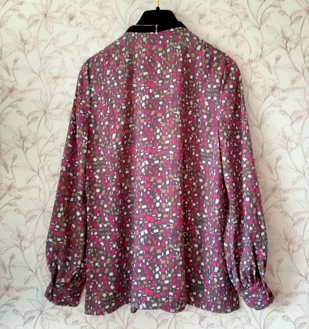 のんこまま♡ANAYI♡イレギュラースクエアプリントタイ付き ブラウス