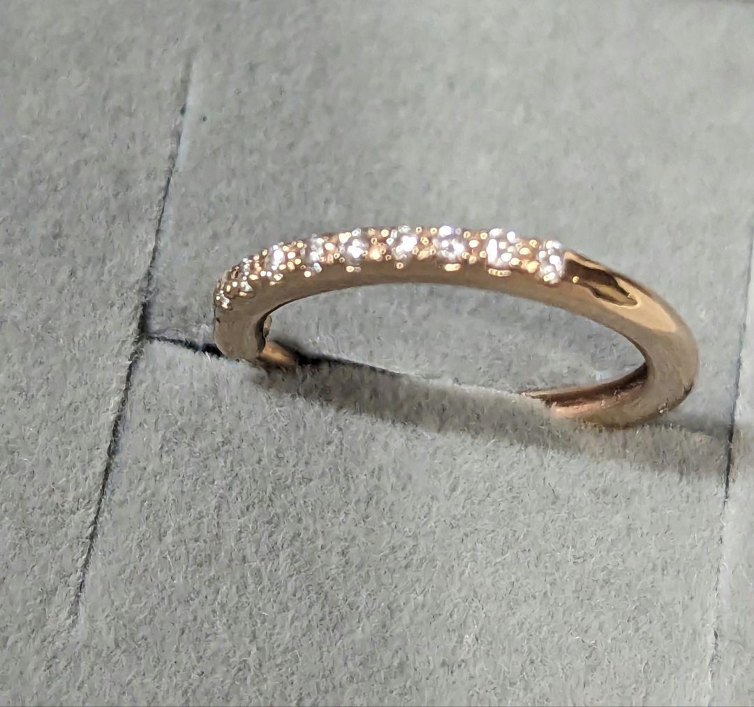 天才　K18ダイヤモンド フープピアス　ピンクゴールド片耳