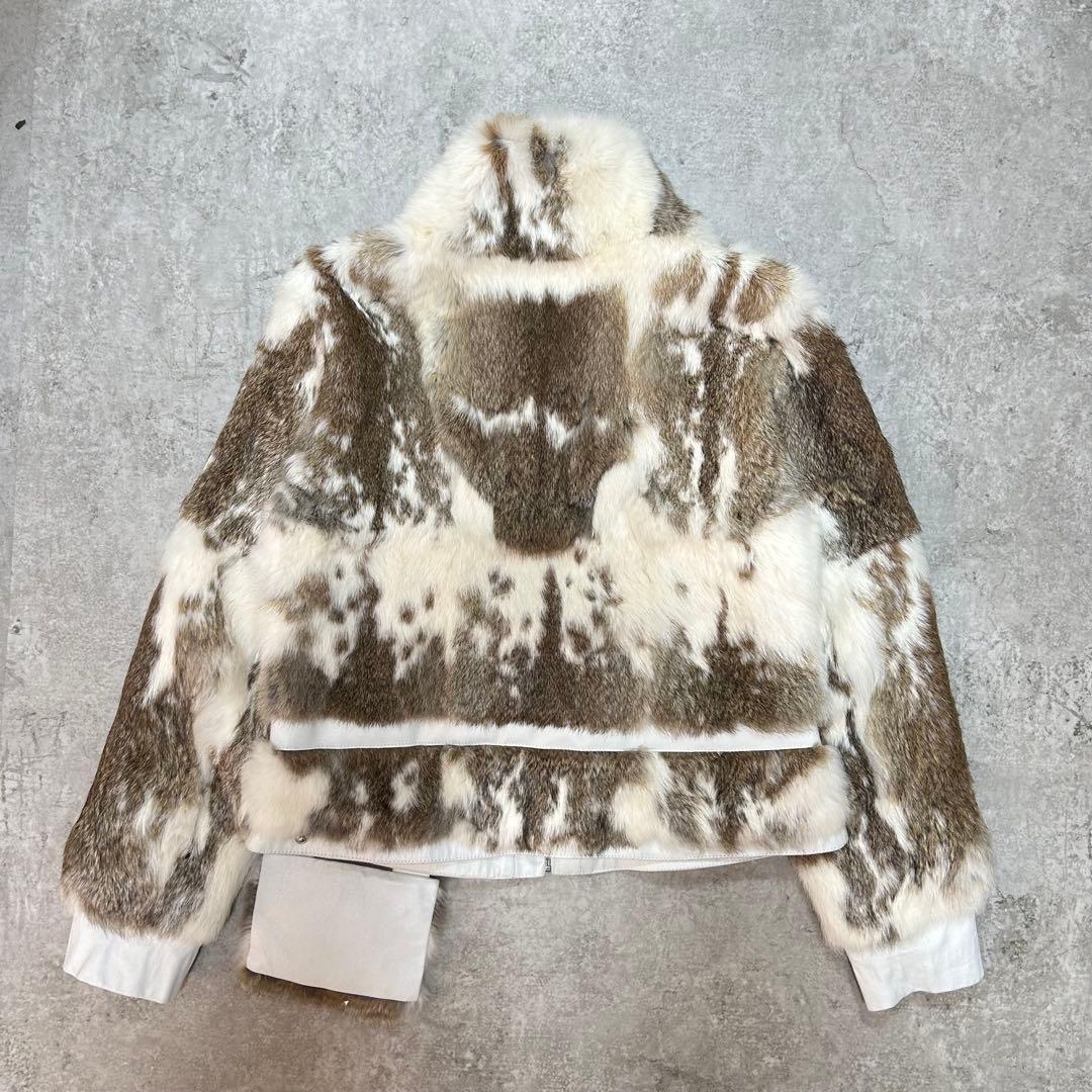 ラビットファー　レザージャケット　アニマル　ポケット付き