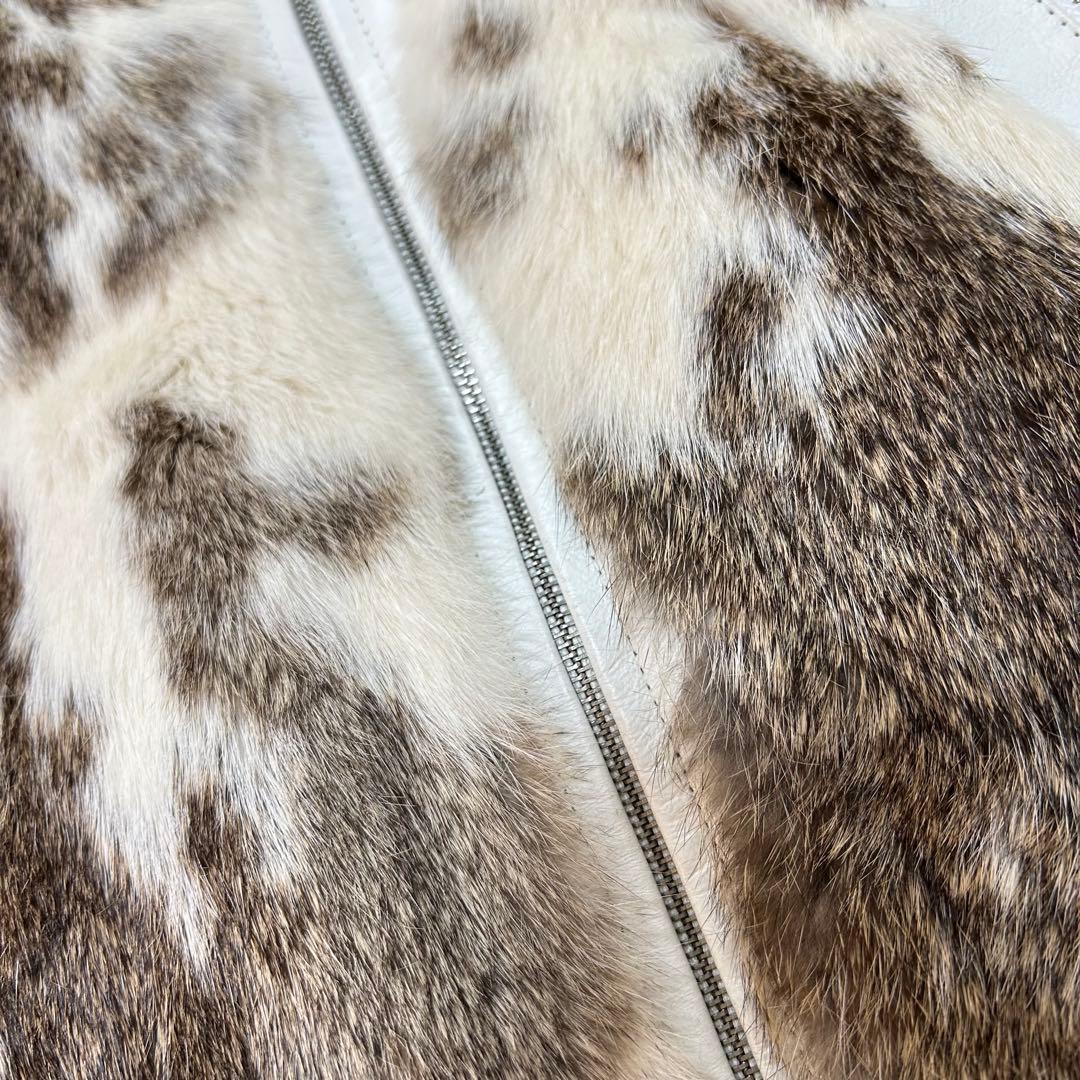 ラビットファー　レザージャケット　アニマル　ポケット付き