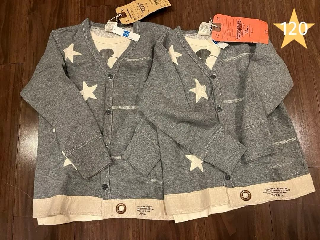 1.4万 新品 DENIM DUNGAREE ミッキー レイヤード カーディガン