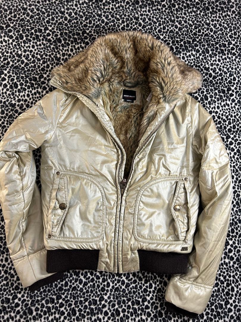 MISS SIXTY ゴールド ファー付きジャケット S