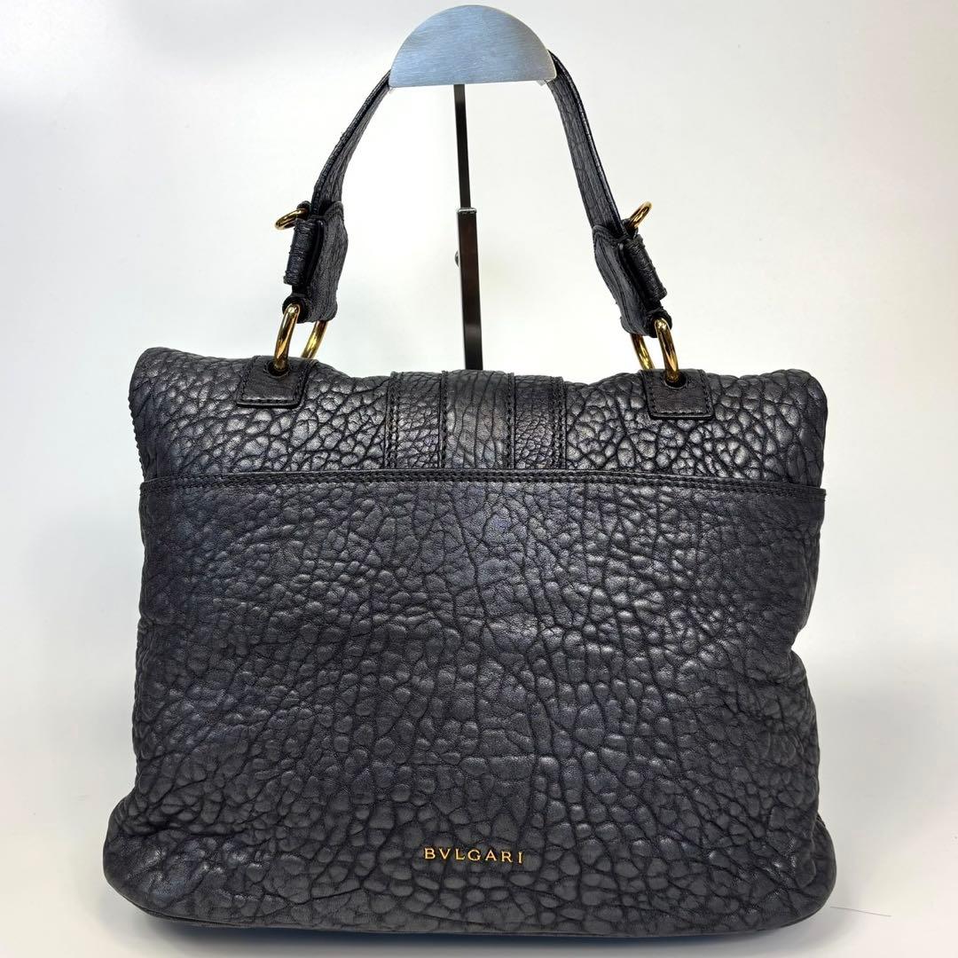 極美品　ブルガリ レオーニ ハンドバッグ ライオン シボ革 カード有